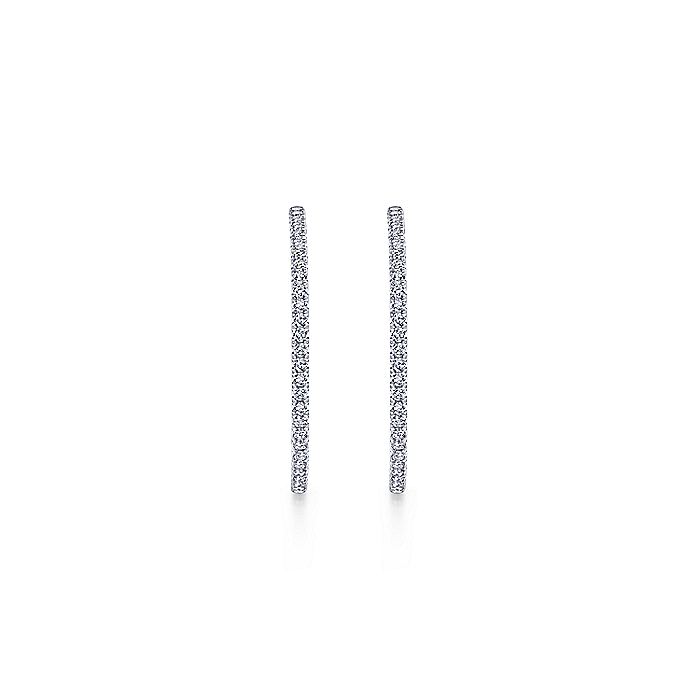 Gabriel & Co. EG13507W45JJ 14K White Gold French Pavé 40mm Round Inside Out Diamond Hoop Earrings