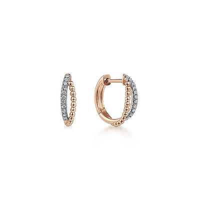 Gabriel & Co. EG13583K45JJ 14K Rose Gold Twisted Pavé Diamond Huggies