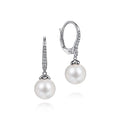 Gabriel & Co. EG13693W45PL 14K White Gold Pearl and Diamond Leverback Earrings