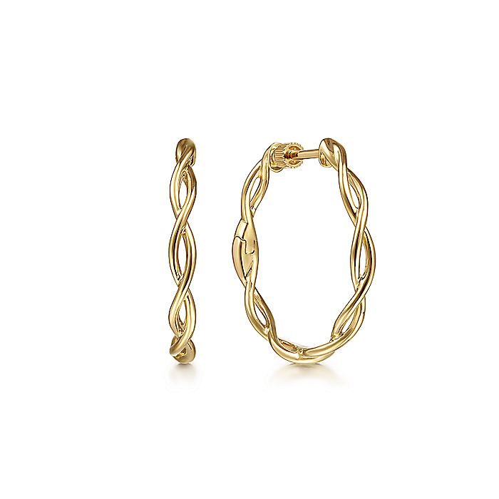 Gabriel & Co. EG13911Y4JJJ 14K Yellow Gold 25mm Twisted Classic Round Hoop Earrings