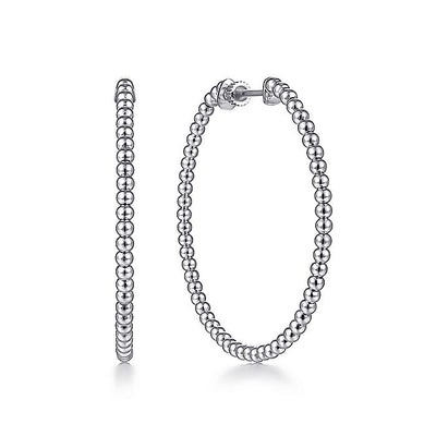 Gabriel & Co. EG13930W4JJJ 14K White Gold Beaded 40mm Round Classic Hoop Earrings