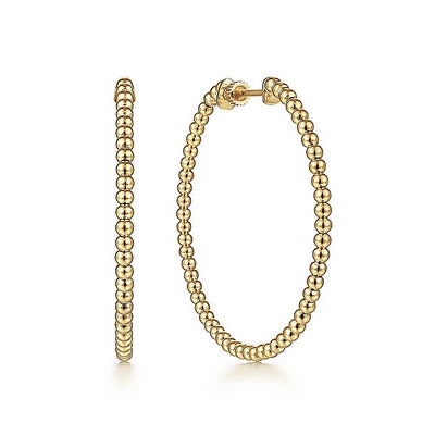 Gabriel & Co. EG13930Y4JJJ 14K Yellow Gold 40mm Beaded Round Classic Hoop Earrings