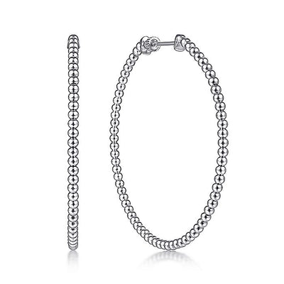 Gabriel & Co. EG13931W4JJJ 14K White Gold Beaded 50mm Round Classic Hoop Earrings