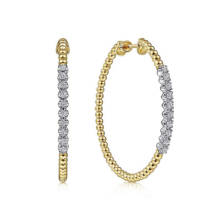 Gabriel & Co. EG13970Y45JJ 14K Yellow Gold 40mm Bujukan Diamond Classic Hoop Earrings