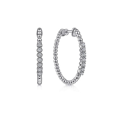 Gabriel & Co. EG13971W45JJ 14K White Gold 30mm Classic Diamond Hoop Earrings