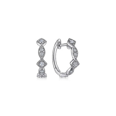 Gabriel & Co. EG14037W45JJ 14K White Gold Geometric Station Diamond Huggies