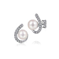 Gabriel & Co. EG14046W45PL 14K White Gold Pearl and Diamond J Stud Earrings