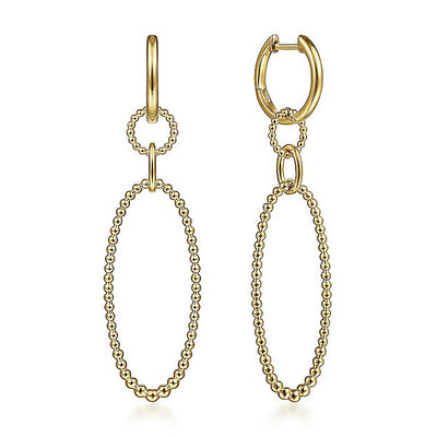 Gabriel & Co. EG14188Y4JJJ 14K Yellow Gold Huggies with Bujukan Ball Oval Drops