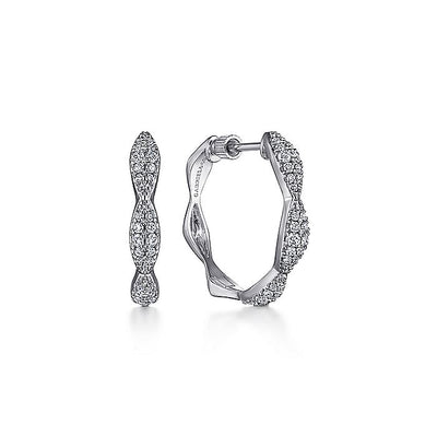 Gabriel & Co. EG14213W45JJ 14K White Gold 20MM Classic Diamond Hoop Earrings