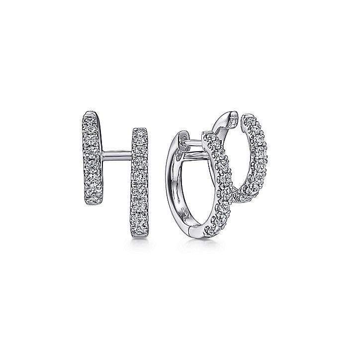 Gabriel & Co. EG14517W45JJ 14K White Gold Diamond Double Huggie  Earrings