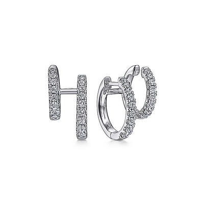 Gabriel & Co. EG14517W45JJ 14K White Gold Diamond Double Huggie  Earrings