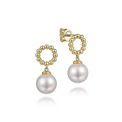 Gabriel & Co. EG14524Y4JPL 14K Yellow Gold Pearl Bujukan Stud Earrings