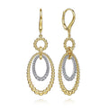 Gabriel & Co. EG14572M45JJ 14K White-Yellow Gold Bujukan Diamond Drop Earrings in size 34.5mm(H)