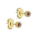 Gabriel & Co. EG9682Y45RA 14K Yellow Gold Diamond Halo Ruby Stud Earrings