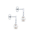 Gabriel & Co. EG9902W45PL 14K White Gold Vintage Inspired Style Diamond Pearl Drop Earrings