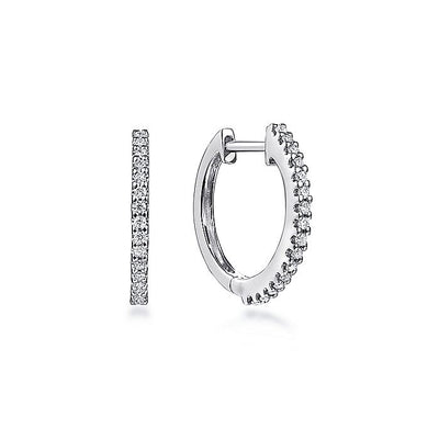 Gabriel & Co. EG9980W45JJ 14K White Gold Round Scalloped 15mm Diamond Huggie Earrings