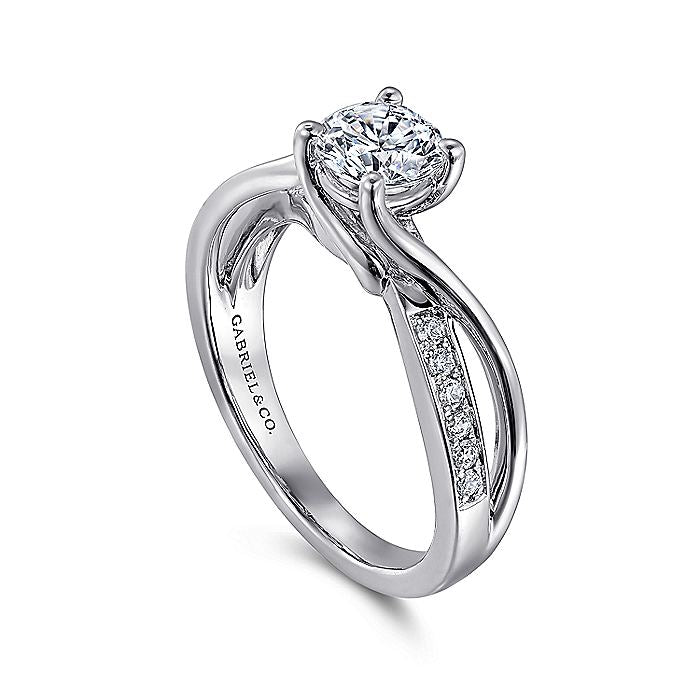 Gabriel & Co. ER10013W44JJ 14K White Gold Round Twisted Diamond Engagement Ring