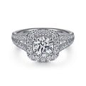 Gabriel & Co. ER10252PT4JJ Platinum Cushion Halo Round Diamond Engagement Ring