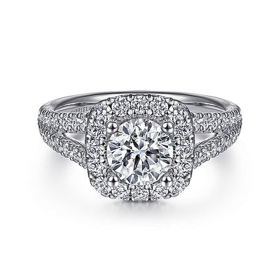 Gabriel & Co. ER10252PT4JJ Platinum Cushion Halo Round Diamond Engagement Ring