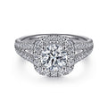 Gabriel & Co. ER10252W44JJ 14K White Gold Cushion Halo Round Diamond Engagement Ring