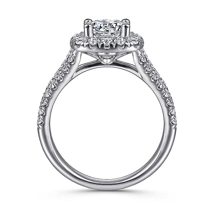 Gabriel & Co. ER10252W44JJ 14K White Gold Cushion Halo Round Diamond Engagement Ring