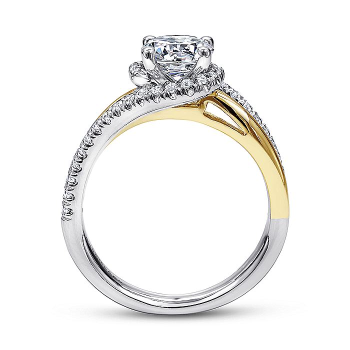 Gabriel & Co. ER10308M44JJ 14K White-Yellow Gold Round Halo Diamond Engagement Ring