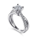 Gabriel & Co. ER10439W44JJ 14K White Gold Round Twisted Diamond Engagement Ring