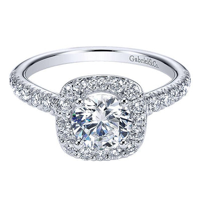 Gabriel & Co. ER10698W44JJ 14K White Gold Round Halo Diamond Engagement Ring