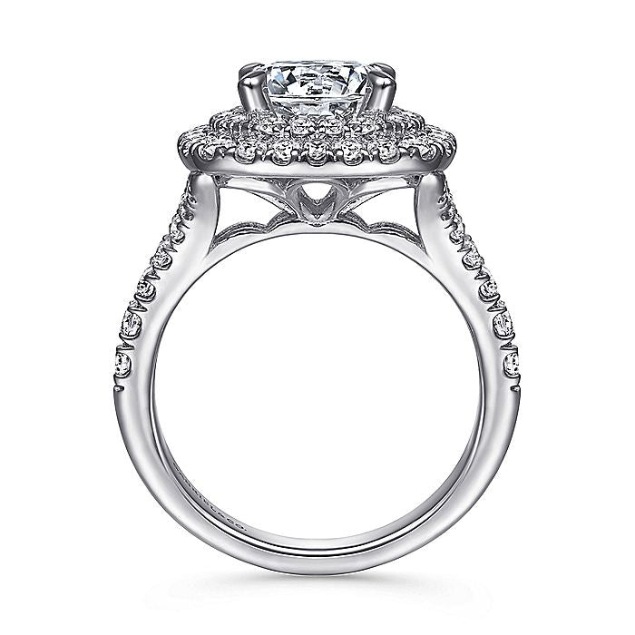 Gabriel & Co. ER10754R8W44JJ 14K White Gold Round Double Halo Diamond Engagement Ring