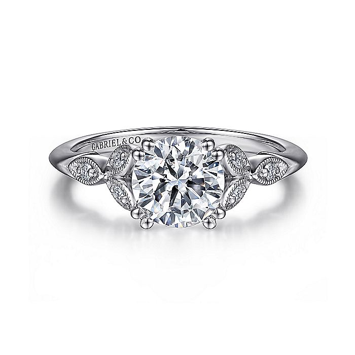 Gabriel & Co. ER11721R4PT4JJ Vintage Inspired Platinum Round Split Shank Diamond Engagement Ring