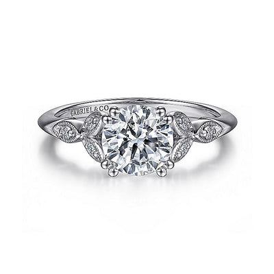 Gabriel & Co. ER11721R4PT4JJ Vintage Inspired Platinum Round Split Shank Diamond Engagement Ring