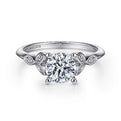 Gabriel & Co. ER11747R4W44JJ Vintage Inspired 14K White Gold Split Shank Round Diamond Engagement Ring