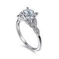 Gabriel & Co. ER11747R4W44JJ Vintage Inspired 14K White Gold Split Shank Round Diamond Engagement Ring