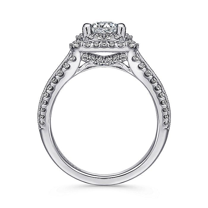 Gabriel & Co. ER11760R4PT4JJ Platinum Round Double Halo Round Double Halo Diamond Engagement Ring