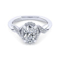 Gabriel & Co. ER11828O6W44JJ Vintage Inspired 14K White Gold Oval Halo Diamond Engagement Ring