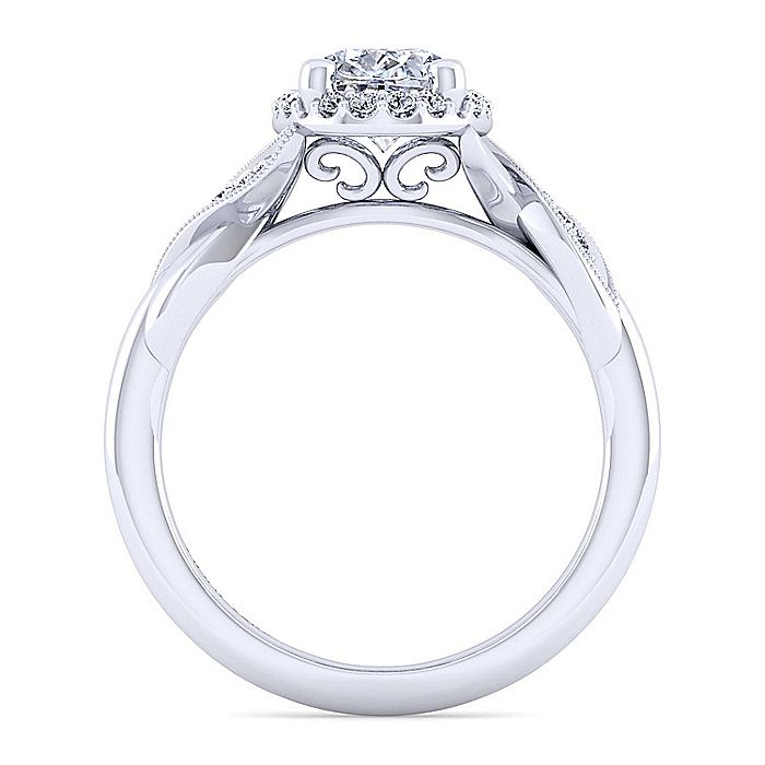 Gabriel & Co. ER11828O6W44JJ Vintage Inspired 14K White Gold Oval Halo Diamond Engagement Ring