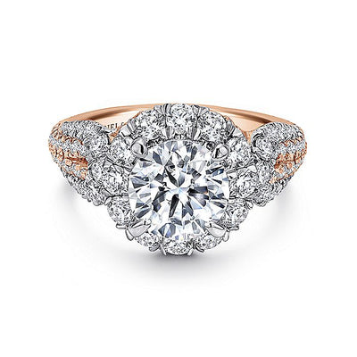 Gabriel & Co. ER11988R6T44JJ 14K White-Rose Gold Round Halo Diamond Engagement Ring