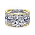 Gabriel & Co. ER12189R4M44SA 14K White-Yellow Gold Round Halo Sapphire and Diamond Engagement Ring