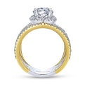 Gabriel & Co. ER12189R4M44SA 14K White-Yellow Gold Round Halo Sapphire and Diamond Engagement Ring