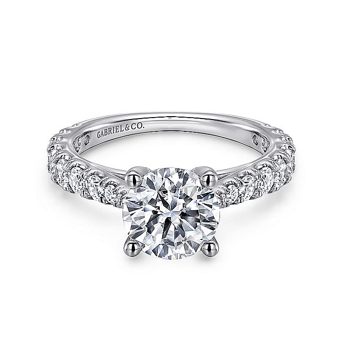 Gabriel & Co. ER12293R6W44JJ 14K White Gold Round Diamond Engagement Ring