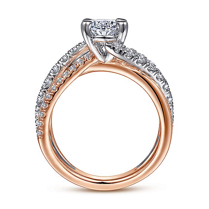 Gabriel & Co. ER12337O6T44JJ 14K White-Rose Gold Oval Diamond Free Form Engagement Ring