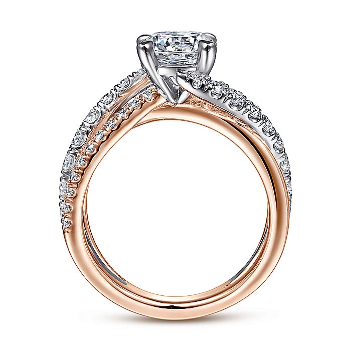 Gabriel & Co. ER12337R6T44JJ 14K White-Rose Gold Round Free Form Diamond Engagement Ring