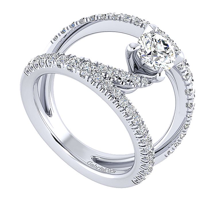 Gabriel & Co. ER12416R3W44JJ 14K White Gold Round Split Shank Diamond Engagement Ring