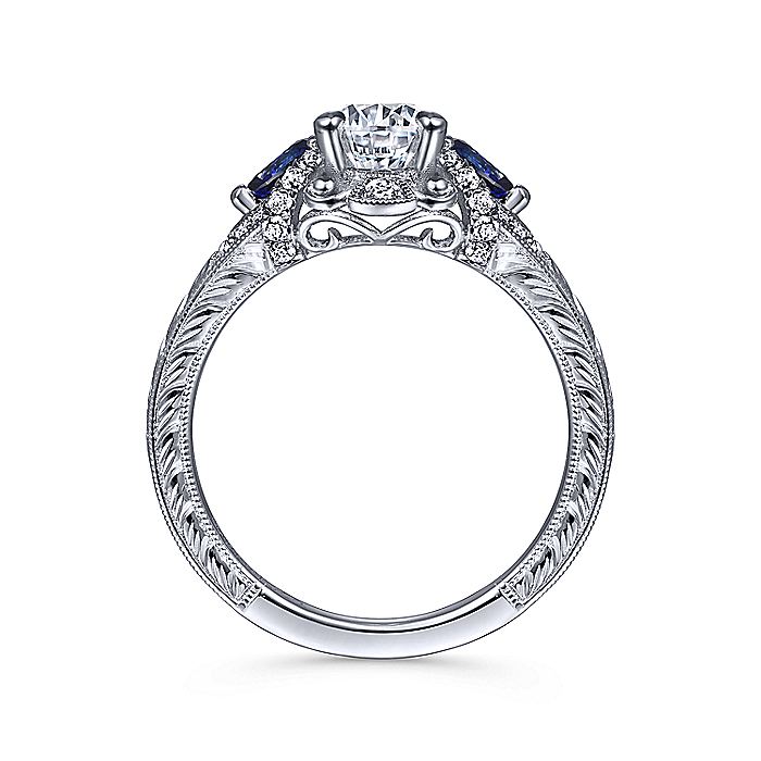 Gabriel & Co. ER12582O4W44SA 14K White Gold Oval Sapphire and Diamond Engagement Ring