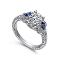 Gabriel & Co. ER12582R4W44SA 14K White Gold Round Sapphire and Diamond Engagement Ring