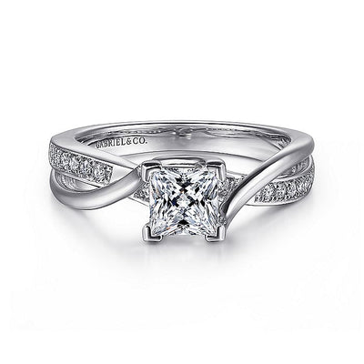 Gabriel & Co. ER13449W44JJ 14K White Gold Princess Cut Twisted Diamond Engagement Ring