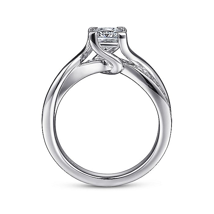 Gabriel & Co. ER13449W44JJ 14K White Gold Princess Cut Twisted Diamond Engagement Ring