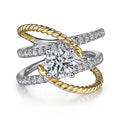 Gabriel & Co. ER14052R4M44JJ 14K White-Yellow Gold Free Form Round Diamond Engagement Ring