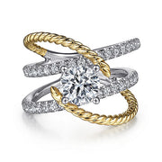 Gabriel & Co. ER14052R4M44JJ 14K White-Yellow Gold Free Form Round Diamond Engagement Ring