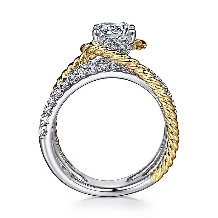 Gabriel & Co. ER14052R4M44JJ 14K White-Yellow Gold Free Form Round Diamond Engagement Ring